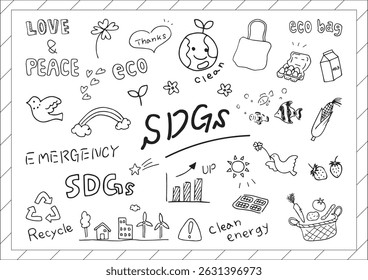 Hand-Drawn Illustration Set on SDGs and Sustainability