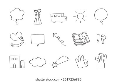 Hand-drawn illustration set in a simple and cute style.
