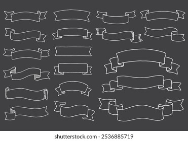 Hand-drawn illustration set of various ribbons