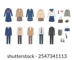 Hand-drawn illustration set of various school uniforms