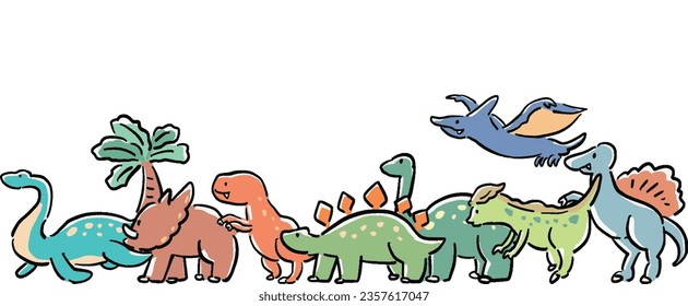  Hand-drawn illustration of side-by-side dinosaurs