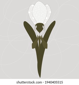 A hand-drawn illustration of a snowdrop with hands in vector format