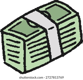 Hand-drawn illustration of a stack of banknotes