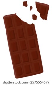 Hand-drawn illustration of a stylish broken chocolate bar