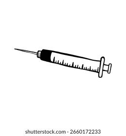 Hand-drawn illustration of a syringe.