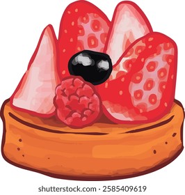 Hand-drawn illustration of Tartelette au Fruit Rouge