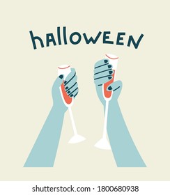 Ilustración vectorial de dos manos con vasos de sangre. Ilustración de Halloween.