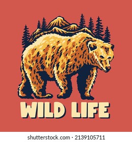 A Hand-drawn Illustration Of Wild Life Bear