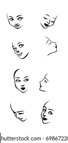Hand-drawn illustration.of women's face