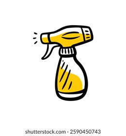  Hand-drawn illustration of a yellow spray bottle