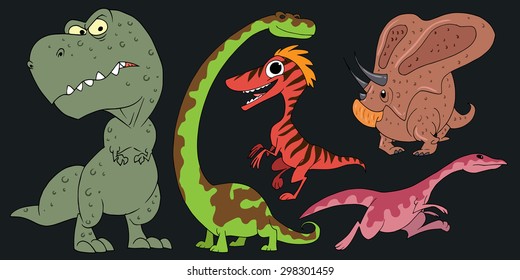 Hand-drawn illustrations dinosaur gang