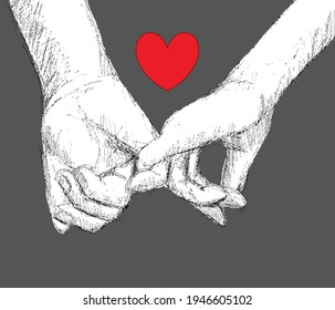 Hand-drawn illustrations of expressing love for your partner are great for product design