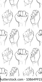 Hand-drawn illustrations of fists.