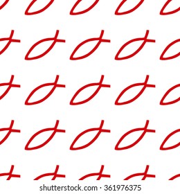 Hand-drawn illustrations. Jesus fish symbol. Seamless pattern.