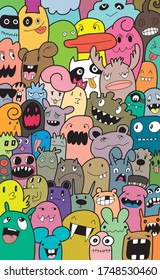 Hand-drawn illustrations, monster, doodle style. - Vector illustration