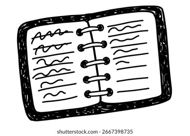 Hand-drawn illustrations in a notebook