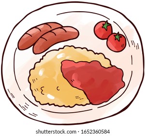 Hand-drawn illustrations such as scrambled eggs