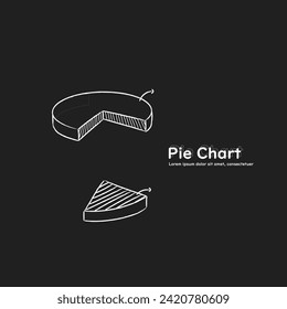 hand-drawn image of a 3d pie chart cut out and its parts