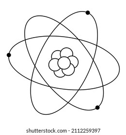 Hand-drawn image of an atom. Electrons orbiting around the nucleus.