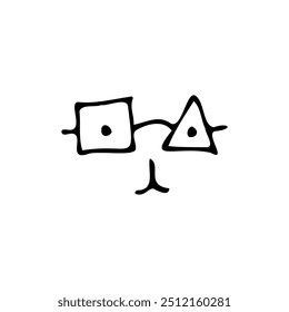 Hand-drawn image of a cat goggles