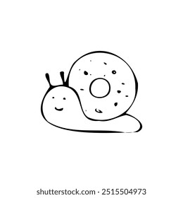 Hand-drawn image of a donut snail