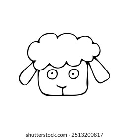 Hand-drawn image of a square sheep