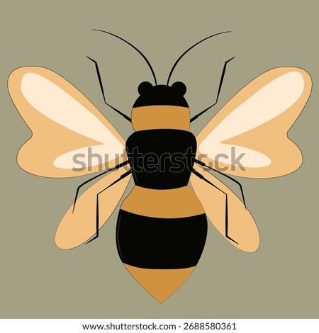 A hand-drawn image of a wasp. A large black and yellow wasp or pcher on a light background. This beetle can be used as a background image, icon, sticker, or cartoon character.