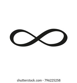 Hand-drawn infinity symbol icon. Irregular shape. Isolated on white background. Vector illustration. Eps 10.
