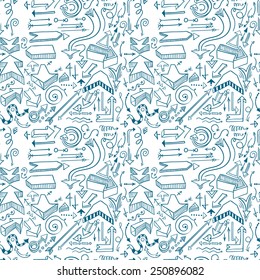 Hand-drawn infographic arrows pattern. Business seamless background