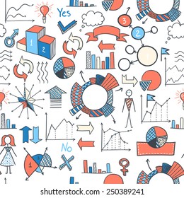 Hand-drawn infographic element pattern. Business seamless background