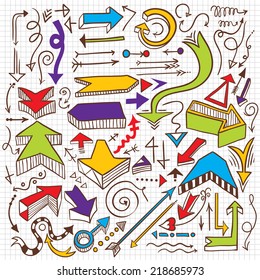 Hand-drawn infographic element set. Sketchy arrow collection.