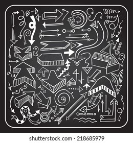 Hand-drawn infographic element set. Sketchy arrow collection.