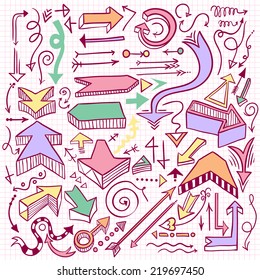 Hand-drawn infographic element set. Sketchy arrow collection.