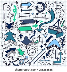 Hand-drawn infographic element set. Sketchy arrow collection.