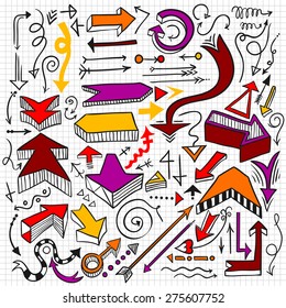 Hand-drawn infographic element set. Sketchy arrow collection.