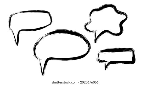 hand-drawn ink brush speaking bubble set