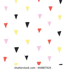 hand-drawn ink paint brush simple minimalistic modern triangle seamless pattern