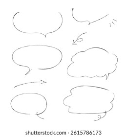 Hand-drawn ink pen balloons and arrows set