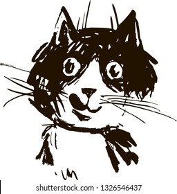 Hand-drawn ink sketch of a cat, vector illustration