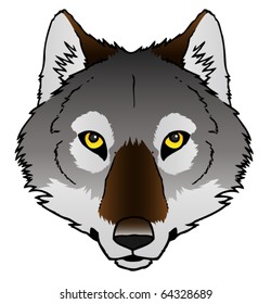 A hand-drawn ink vector of a wolf's face.