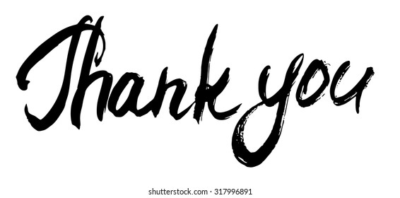 Handdrawn Ink Word Thank You Lettering Stock Vector (Royalty Free ...