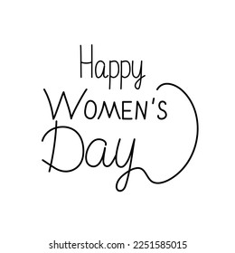 Hand-drawn inscription for Women's Day, text for postcard, poster, banner design element. Women's Day calligraphy script. Finished design of holiday lettering. Vector illustration.