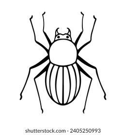 Hand-Drawn Insect Doodle Illustration. Insect or Bug Cartoon In Line Style Isolated In White Background. Insect Cartoon for Coloring Book