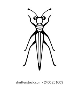 Hand-Drawn Insect Doodle Illustration. Insect or Bug Cartoon In Line Style Isolated In White Background. Insect Cartoon for Coloring Book