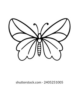 Hand-Drawn Insect Doodle Illustration. Insect or Bug Cartoon In Line Style Isolated In White Background. Insect Cartoon for Coloring Book