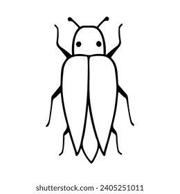 Hand-Drawn Insect Doodle Illustration. Insect or Bug Cartoon In Line Style Isolated In White Background. Insect Cartoon for Coloring Book