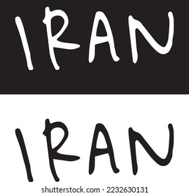 Hand-drawn Iran country typeface text for greeting cards, branding, prints, graphic resources, and many more.