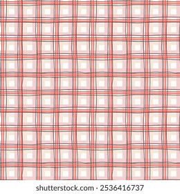 Desenhado à mão irregular xadrez sem costura em laranja, pêssego, chocolate e esbranquiçado. Ideal para gráficos de moda (todas as impressões), decoração de casa (papel de parede, toalhas de mesa, roupa de cama) ou papel de embrulho e cobertura