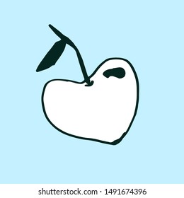 Hand-drawn isolated apple on blue background. Fruit isolated.
Cartoon style.Doodle healthy food illustrations for decor design card,invitation,banner,poster,print,menu,child game.Vector.