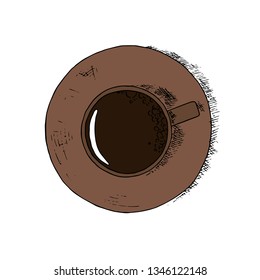 Hand-drawn isolated coffee cup. Vector cartoon illustration. 